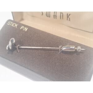 Vintage Swank Stick Pin Knot Design Silver Tone Tie Pin w/ Original Box